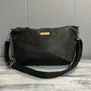 BCBG Paris Black Pebbled Leather shoulder Bag